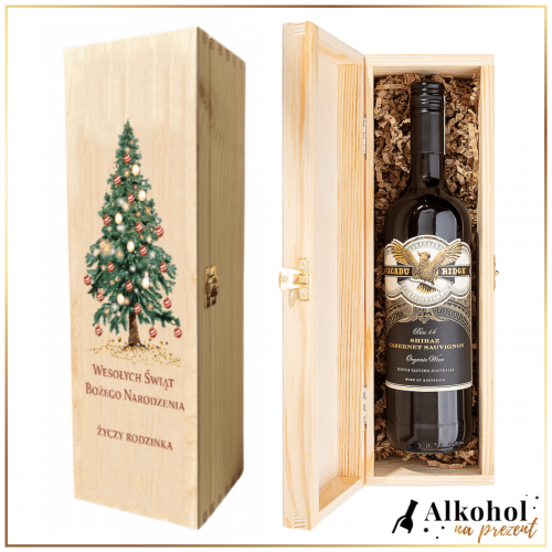CACADU RIDGE CABERNET SAUVIGNON W ŚWIĄTECZNEJ SKRZYNCE Z NADRUKIEM - PREZENT NA ŚWIĘTA BOŻEGO NARODZENIA