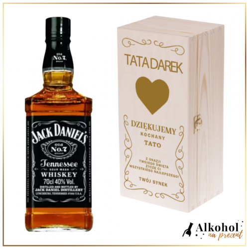 PODZIĘKOWANIA DLA TATY JACK DANIEL'S W DREWNIANEJ SKRZYNCE Z WŁASNYM TEKSTEM