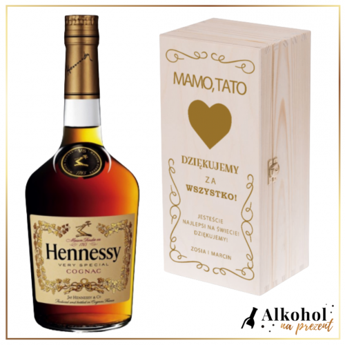 HENNESSY PODZIĘKOWANIA DLA RODZICÓW W DREWNIANEJ PERSONALIZOWANEJ SKRZYNCE