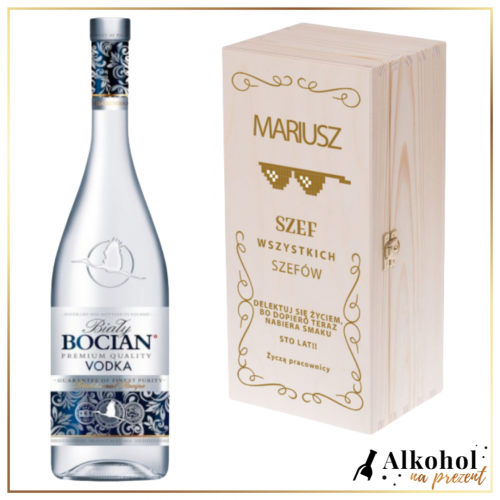 SZEF WSZYSTKICH SZEFÓW BOCIAN BIAŁY W SKRZYNCE Z NADRUKIEM - PREZENT DLA SZEFA