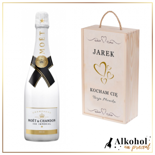MIŁOSNY MOET ICE IMPERIAL W DREWNIANEJ SKRZYNCE