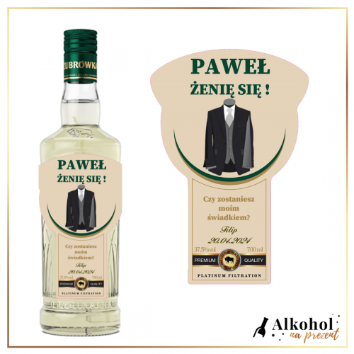 ZOSTANIESZ MOIM ŚWIADKIEM? ŻUBRÓWKA BISON GRASS - PREZENT DLA ŚWIADKA