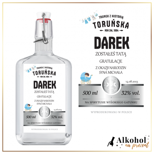 NARODZINY SYNA WÓDKA TORUŃSKA CZYSTA - PREZENT NA PĘPKOWE