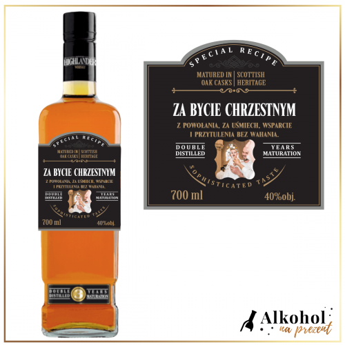 CHRZEST ŚWIĘTY HIGHLANDER - WHISKY NA PREZENT DLA RODZICÓW CHRZESTNYCH