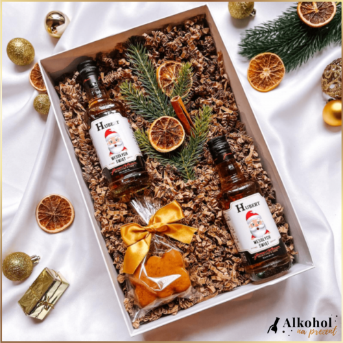 WESOŁYCH ŚWIĄT ZESTAW MINI JIM BEAM WHITE LABEL + PIERNIK - ZESTAW PREZENTOWY NA BOŻE NARODZENIE