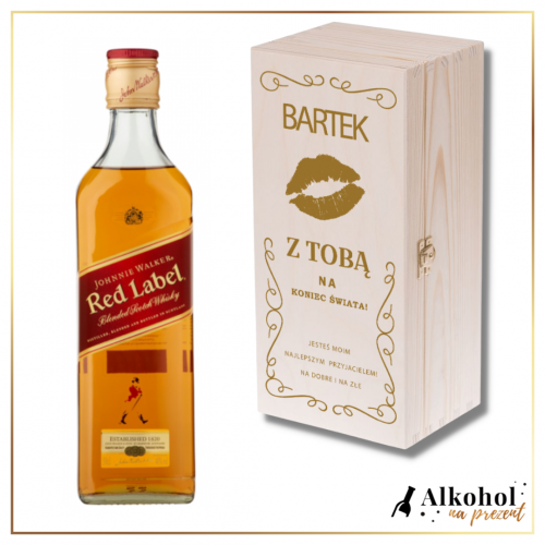 USTA JOHNNIE WALKER RED LABEL W SKRZYNCE Z NADRUKIEM - PREZENT NA WALENTYNKI