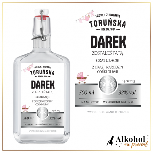 NARODZINY CÓRKI WÓDKA TORUŃSKA CZYSTA - PREZENT NA PĘPKOWE