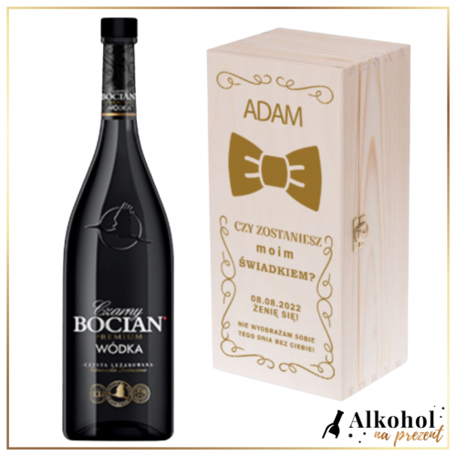 ZOSTANIESZ MOIM ŚWIADKIEM? BOCIAN CZARNY + DREWNIANA SKRZYNKA Z NADRUKIEM