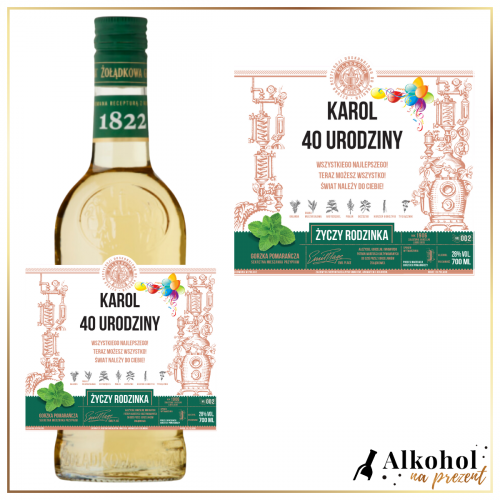 URODZINOWE BALONY WÓDKA ŻOŁĄDKOWA GORZKA Z MIĘTĄ - PREZENT NA URODZINY