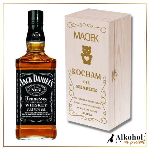 KOCHAM CIĘ SKARBIE JACK DANIEL'S + SKRZYNKA Z WŁASNYM TEKSTEM