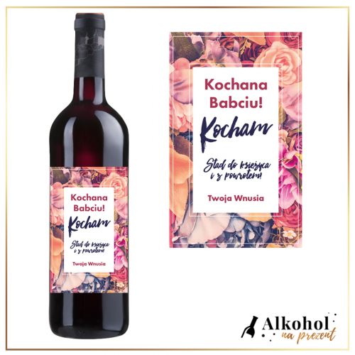 KWIATOWA BABCIA WINO CZERWONE - PREZENT DLA BABCI