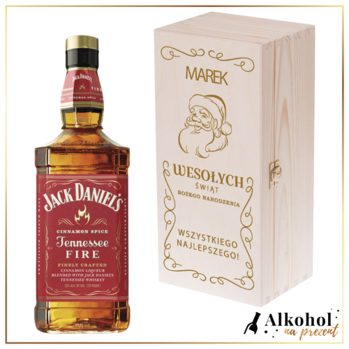 MIKOŁAJ BOŻE NARODZENIE JACK DANIEL'S FIRE W DREWNIANEJ SKRZYNCE