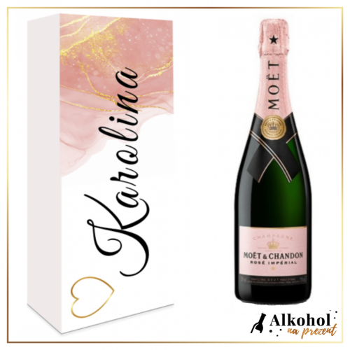 SZAMPAN MOËT & CHANDON ROSE IMPERIAL W PUDEŁKU Z NADRUKIEM - PREZENT MIŁOSNY