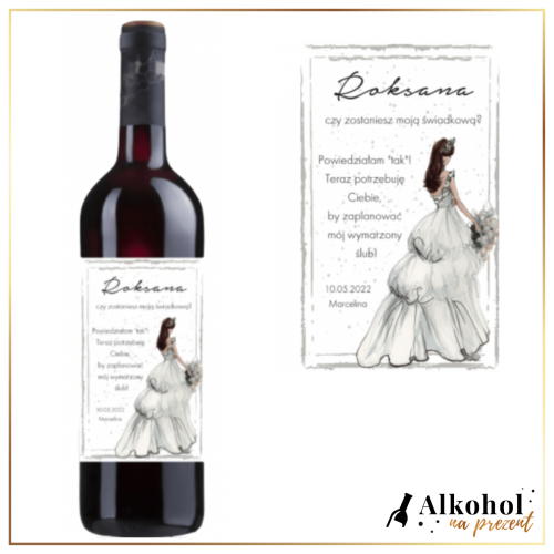 BIAŁA SUKNIA WINO CZERWONE- PREZENT DLA PANNY MŁODEJ