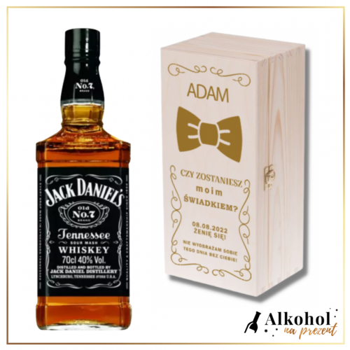 ZOSTANIESZ MOIM ŚWIADKIEM? JACK DANIEL'S + DREWNIANA SKRZYNKA Z NADRUKIEM