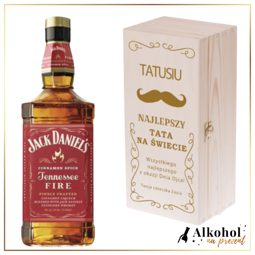 NAJLEPSZY TATA NA ŚWIECIE JACK DANIEL'S FIRE + DREWNIANA SKRZYNKA Z TEKSTEM
