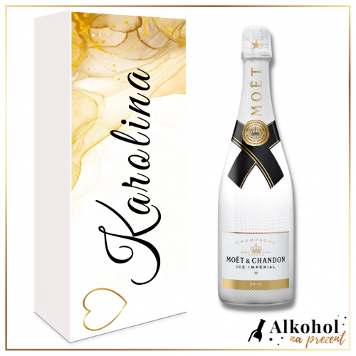 SZAMPAN MOET ICE IMPERIAL DEMI SEC W PUDEŁKU Z NADRUKIEM - SZAMPAN NA PREZENT
