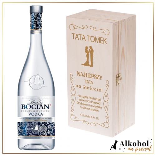 PODZIĘKOWANIA DLA TATY BOCIAN BIAŁY W SKRZYNCE Z NADRUKIEM - PREZENT DLA TATY