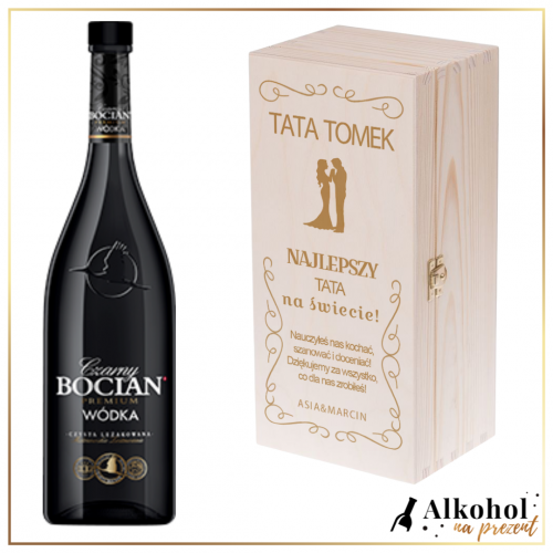 PODZIĘKOWANIA DLA TATY BOCIAN CZARNY W SKRZYNCE Z NADRUKIEM - PREZENT DLA TATY