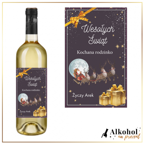 PREZENTY Z KOKARDĄ WINO BIAŁE - PREZENT NA ŚWIĘTA BOŻEGO NARODZENIA