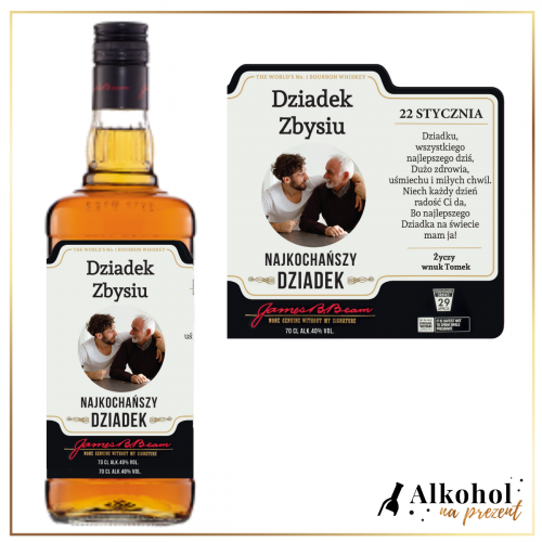 NAJKOCHAŃSZY DZIADEK JIM BEAM WHITE ZE ZDJĘCIEM - PREZENT DLA DZIADKA
