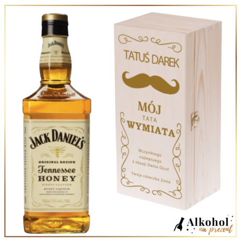 JACK DANIEL'S HONEY + SKRZYNKA Z WŁASNYM NAPISEM MÓJ TATA WYMIATA