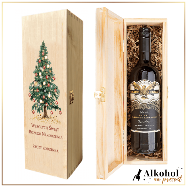 CACADU RIDGE CABERNET SAUVIGNON W ŚWIĄTECZNEJ SKRZYNCE Z NADRUKIEM - PREZENT NA ŚWIĘTA BOŻEGO NARODZENIA
