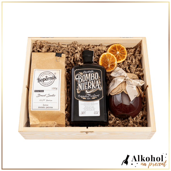 ŚWIĄTECZNY ZESTAW LIKIER BOMBONIERKA W SKRZYNCE Z ŻYCZENIAMI - ZESTAW PREZENTOWY NA ŚWIĘTA BOŻEGO NARODZENIA
