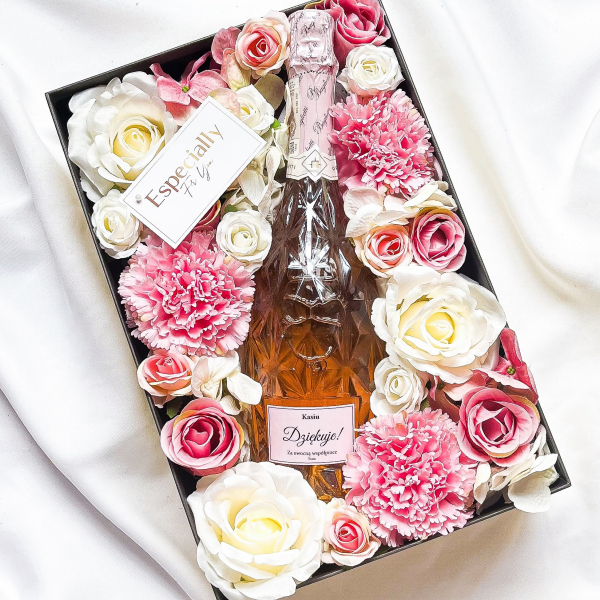 PODZIĘKOWANIA BAGLIETTI PROSECCO NO 6 WE FLOWERBOX BY CALLA - PREZENT NA PODZIĘKOWANIA