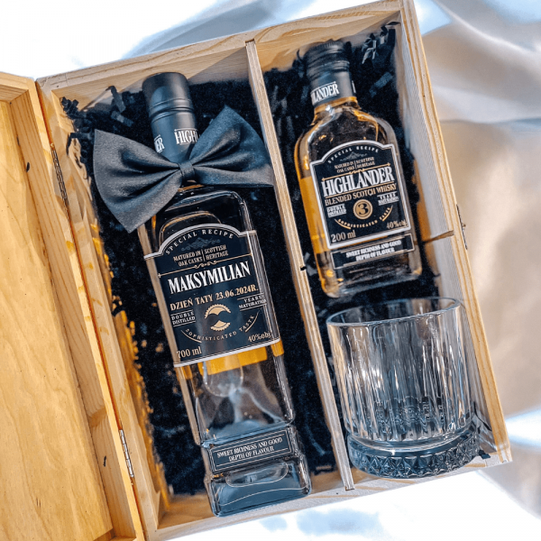 DZIEŃ TATY ZESTAW WHISKY HIGHLANDER W SKRZYNCE - UPOMINEK NA DZIEŃ TATY