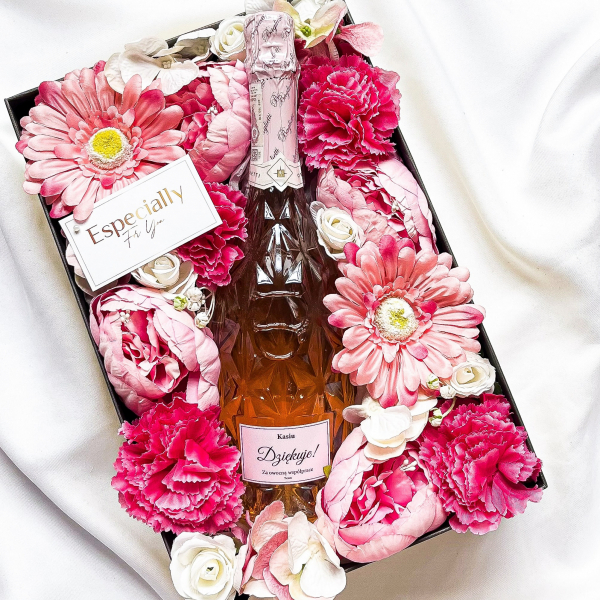 PODZIĘKOWANIA BAGLIETTI PROSECCO NO 6 WE FLOWERBOX BY CALLA - PREZENT NA PODZIĘKOWANIA