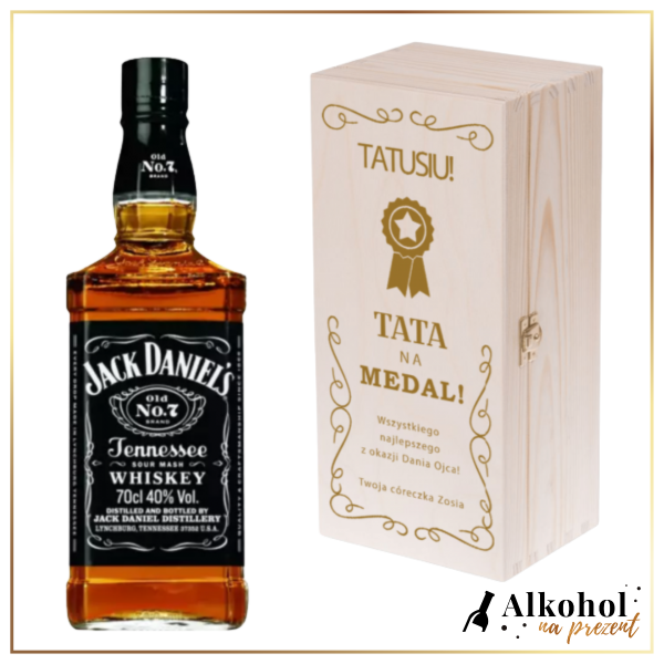 TATA NA MEDAL JACK DANIEL'S + SKRZYNKA Z WŁASNYM TEKSTEM