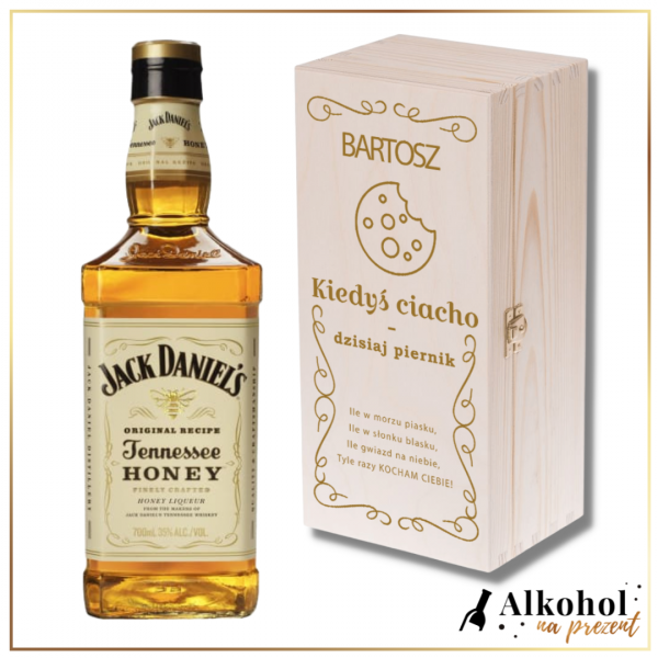 JACK DANIEL'S HONEY + DREWNIANA SKRZYNKA KIEDYŚ CIACHO DZISIAJ PIERNIK