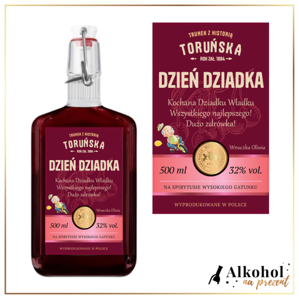 DZIEŃ DZIADKA WÓDKA TORUŃSKA WIŚNIOWA - WÓDKA NA PREZENT