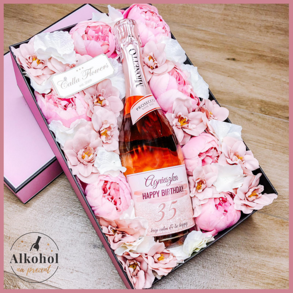 BIRTHDAY GIRL MIONETTO ROSÉ FLOWER BOX BY CALLA-PREZENTY URODZINOWE