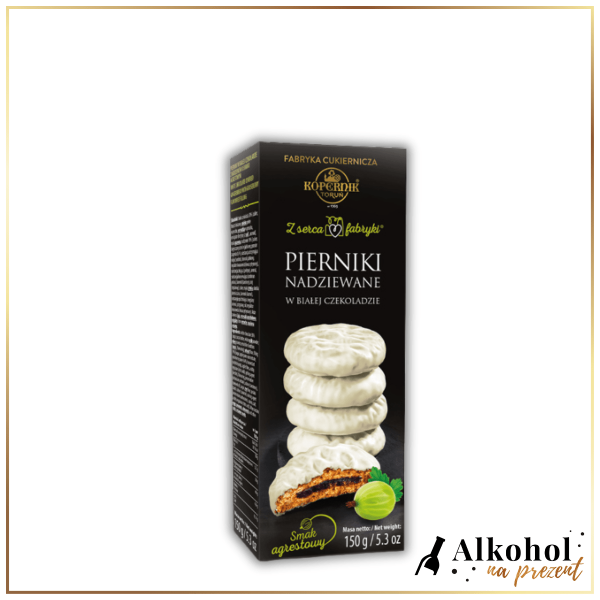 PIERNIKI W BIAŁEJ CZEKOLADZIE Z NADZIENIEM O SMAKU AGRESTOWYM 150G
