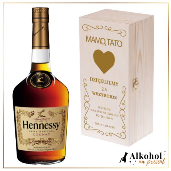 HENNESSY PODZIĘKOWANIA DLA RODZICÓW W DREWNIANEJ PERSONALIZOWANEJ SKRZYNCE