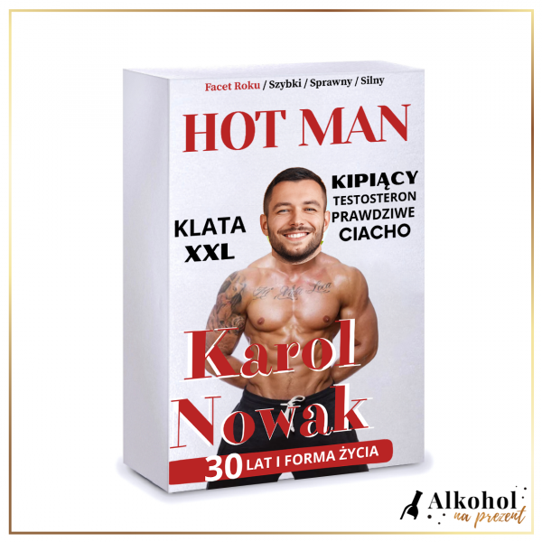 HOT MAN DUŻE PUDEŁKO Z NADRUKIEM I ZDJĘCIEM - PREZENT NA DZIEŃ CHŁOPAKA