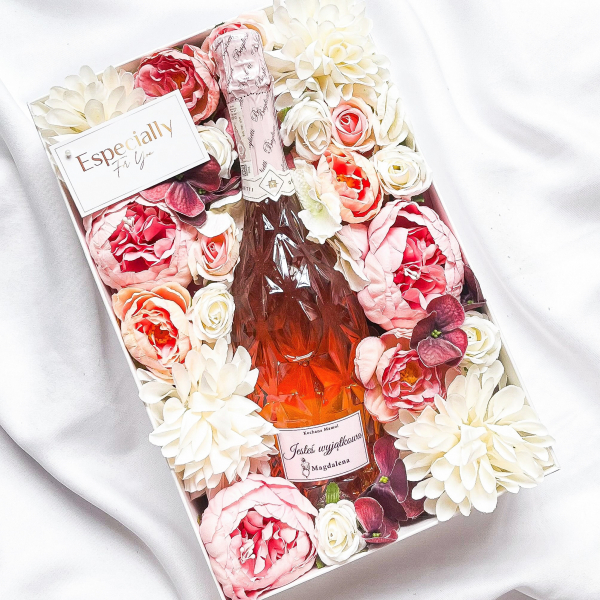 JESTEŚ WYJĄTKOWA BAGLIETTI PROSECCO NO 6 WE FLOWERBOX - PREZENT DLA MAMY
