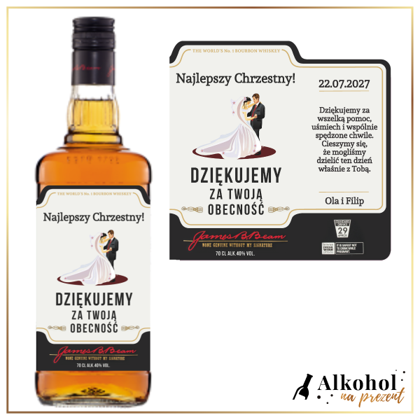 CHRZESTNY JIM BEAM WHITE - PREZENT NA PODZIĘKOWANIA DLA CHRZESTNEGO