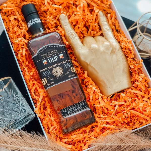 BALONY HIGHLANDER + ŚWIECZKA HAND RCK ZŁOTA - PREZENT NA URODZINY