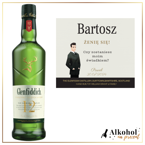 ŚWIADEK WHISKY GLENFIDDICH 12YO SINGLE MALT - PREZENT DLA ŚWIADKA