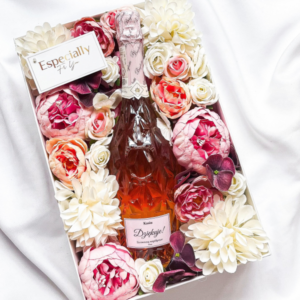 PODZIĘKOWANIA BAGLIETTI PROSECCO NO 6 WE FLOWERBOX BY CALLA - PREZENT NA PODZIĘKOWANIA