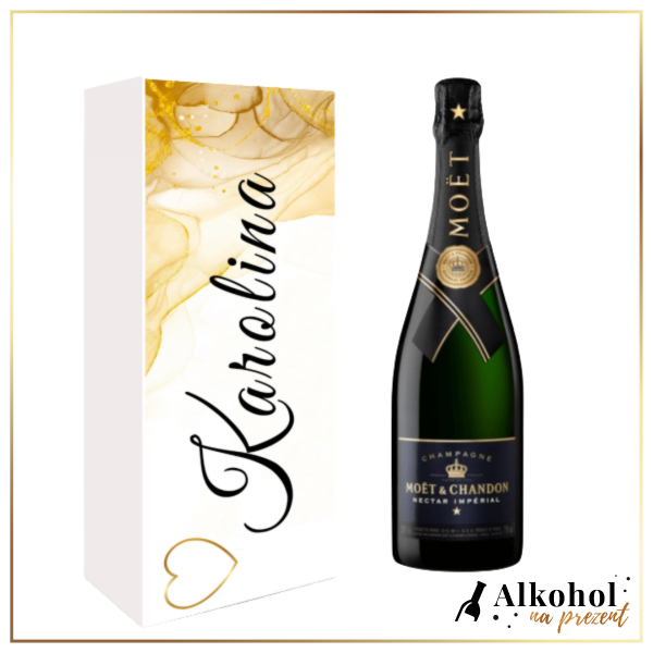 SZAMPAN MOET & CHANDON NECTAR IMPERIAL W PUDEŁKU Z NADRUKIEM - PREZENT NA KAŻDĄ OKAZJĘ