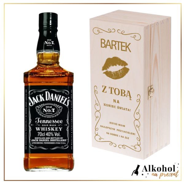 Z TOBĄ NA KONIEC ŚWIATA JACK DANIEL'S - DREWNIANA SKRZYNIA Z TEKSTEM