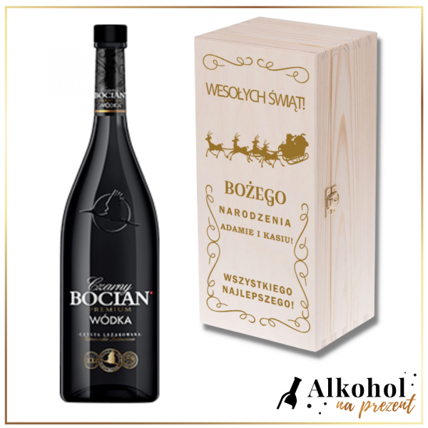 SANIE MIKOŁAJA BOCIAN CZARNY - PERSONALIZOWANA DREWNIANA SKRZYNKA