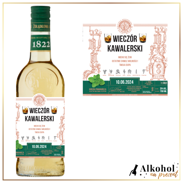 WIECZÓR KAWALERSKI WÓDKA ŻOŁĄDKOWA GORZKA Z MIĘTĄ - PREZENT NA WIECZÓR KAWALERSKI