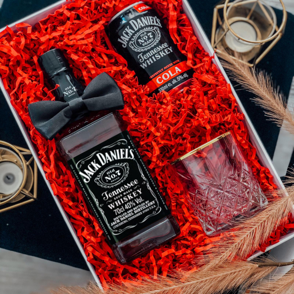 ZESTAW JACK DANIEL'S SZKLANKA +PUSZKA I MUCHA - PREZENT DLA NIEGO