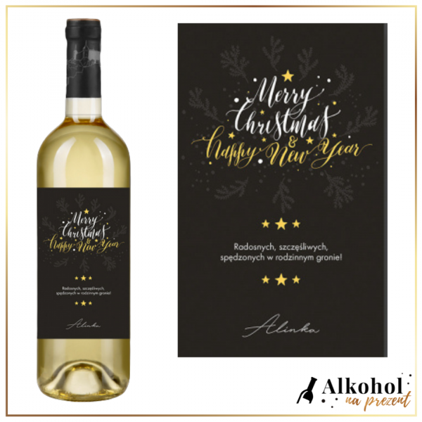 MERRY CHRISTMAS & HAPPY NEW YEAR WINO BIAŁE
