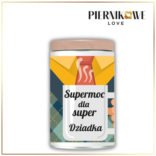 SUPERMOC DLA SUPER DZIADKA PUSZKA BIAŁA Z KAWĄ - PREZENT Z OKAZJI DNIA DZIADKA